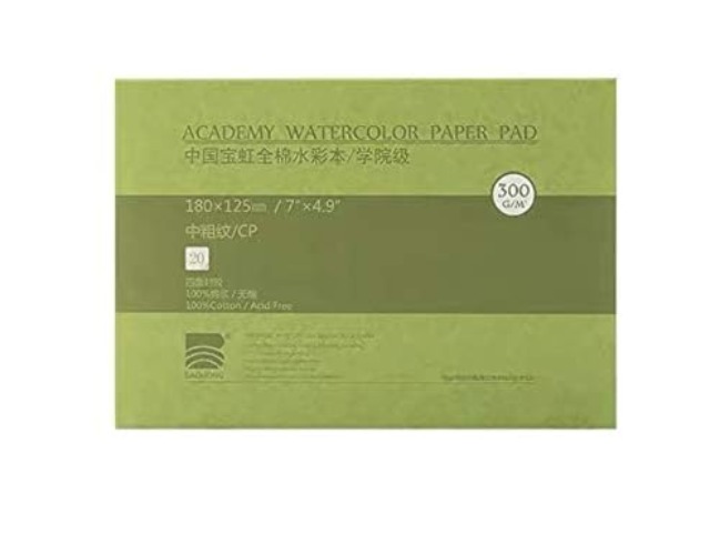 Watercolor Paper Block, BAOHONG Academy Grade Watercolor Block, 100% Cotton, Acid-Free, 140LB/300GSM, Cold Press Textured, 20 Sheets per Block (Cold Press 4.9"x7“”) - Cold Press 4.9"x7“”
