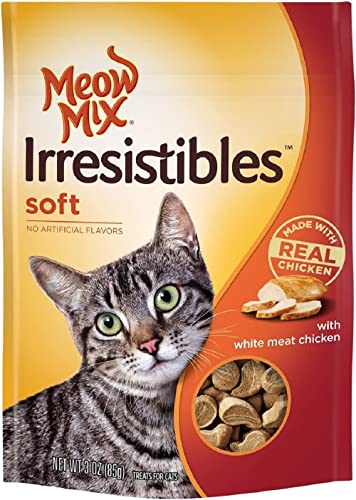 Meow Mix Irresistibles Soft Cat Treats, White Meat Chicken, 3 Ounce (Pack of 5) - White Meat Chicken - 3 Ounce (Pack of 5)