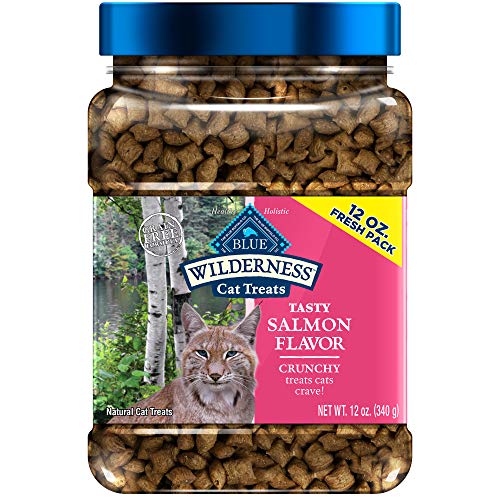 Blue Buffalo Wilderness Crunchy Cat Treats, Salmon 12-oz Tub - Salmon - 12 Ounce (Pack of 1)