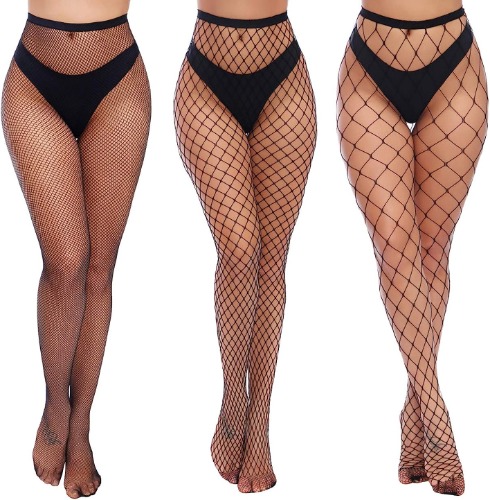 Charmnight Womens High Waist Tights Fishnet Stockings Thigh High Pantyhose - Black-g6