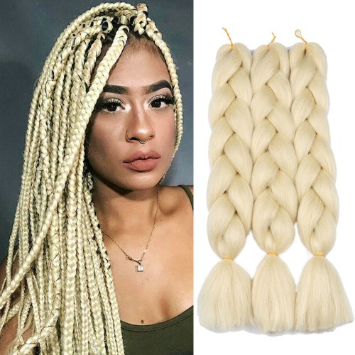Original Jumbo Braids Hair Extension 3pcs Pure Blonde Color 24inch 100g/pc For Twist Box Braiding Hair (613#)