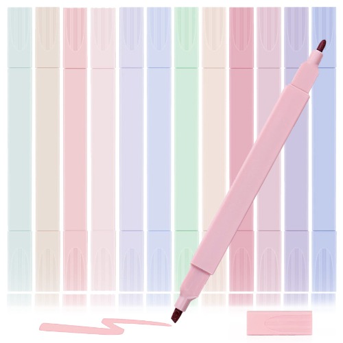 YeahBoom Textmarker Set,12PCS Mild Fluoreszenzfarben Marker zum Unterstreichen Von Hervorhebungen,Macaron Highlighters,Pastell Textmarker,Pastellfarben Highlighter,Flüssige Highlighters Stifte