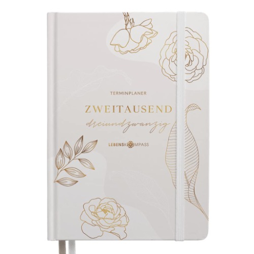 Kalender 2023 Buchkalender A5 "ROSENBLATT" Lebenskompass® - Schöner Wochenkalender & Terminplaner 2023 - Hardcover Taschenkalender 2023 - Buchkalender A5 + Viele Extras