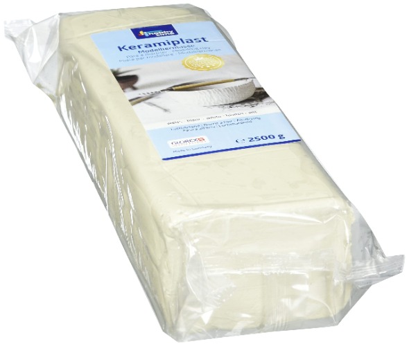 Glorex 6 8070 301 - Keramiplast, lufthärtende Modelliermasse, weiß , ca. 2500 g, gebrauchsfertig und geschmeidig, hergestellt auf natürlicher Basis