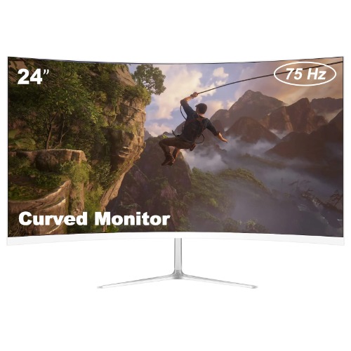 24-inch Curved Gaming Monitor, Full HD 1080P 1920x1080 LED Backlight Monitor, with 75 HZ Refresh Rate and Eye-Care Technology, 178° Wide View Angle, Built-in Speakers,HDMI