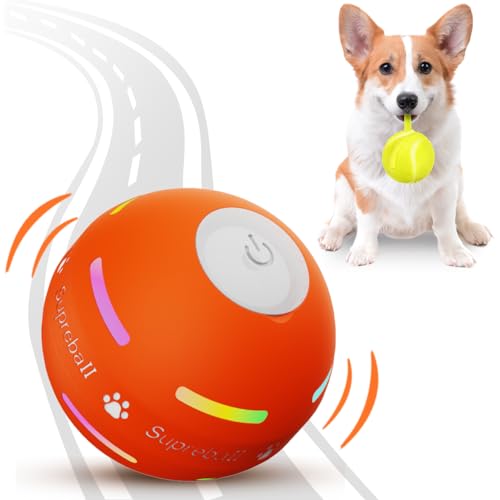 PetDroid Interactive Dog Toys Dog Ball,[2023 Newly Upgraded] Durable Motion Activated Automatic Rolling Ball Toys for Puppy/Small/Medium/Large Dogs,USB Rechargeable - Active Rolling Ball Toy(Orange)