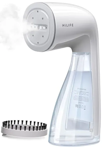 HiLIFE Steamer for Clothes, 1100W Clothes Steamer, Fast Wrinkle Removal with Large 300ml Tank, Ideal for All Fabrics, Easy to Use, Compact and Portable Travel Garment Steamer (white)