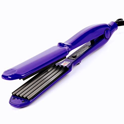 MBHAIR Ceramic Crimper Iron for Volumizing Fluffy Hairstyle, Corrugation Crimper Hair Iron, Anti Static Ceramic Hair Crimping Iron Adjust Temperature (Purple) - Purple