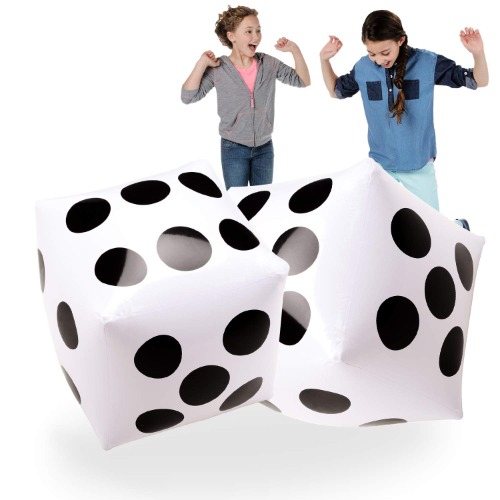 Giant Inflatable Dice 2 PCS by Novelty Place, 20 Inch White and Black Jumbo Dice for Indoor and Outdoor Broad Game, Ludo and Pool Party