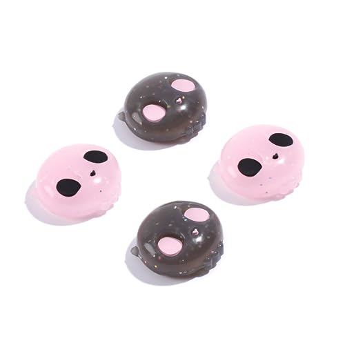 GeekShare Cute Silicone Joycon Thumb Grip Caps, Halloween Joystick Cover Compatible with Nintendo Switch/OLED/Switch Lite,4PCS - Pink Skull (Glitter Pink & Black) - Glitter Pink & Black