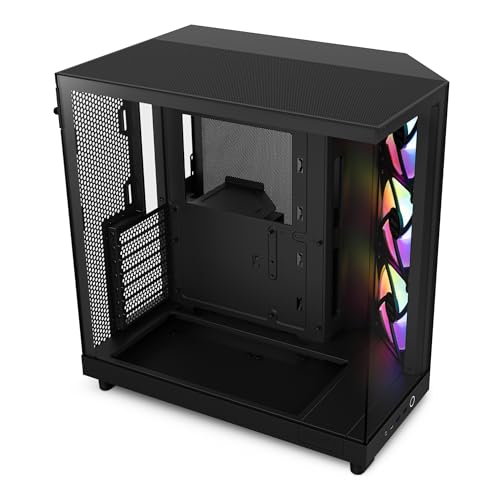 NZXT H6 Flow RGB Mid-Tower Airflow Case with 3 RGB Fans, Panoramic Glass Panels, Cable Management - Black - Black - H6 Flow RGB