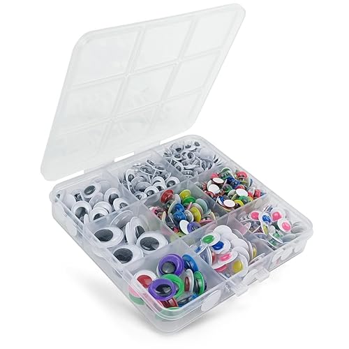 560 Pcs Wiggle Googly Eyes with Self-Adhesive, 6mm 8mm 10 mm 12mm 15mm Mixed Packaging (Coloured) - Coloured