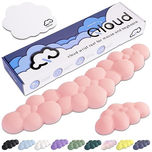 Qloud Cloud Wrist Rest Keyboard – Cloud Palm Rest Keyboard Rest Desk Cloud Wrist Pad – Keyboard Wrist Rest for Computer Keyboard Gaming Wrist Rest Cloud Arm Rest Keyboard Wrist Pad - Pastel Pink - Pastel Pink