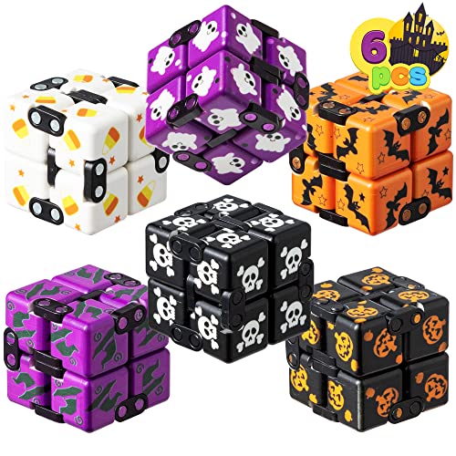 JOYIN 6 PCS Halloween Infinity Cube Fidget Desk Toy, Hand-Held Magic Sensory Stress Cube for Anxiety Relief, Kill Time, Halloween Party Favors, Kids Puzzle Flip Gifts