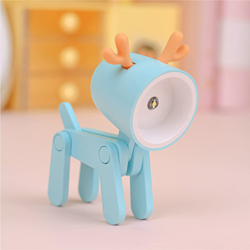 RENXR Mini Night Light for Kids, Creative Dog Deer LED Light Portable Cute Animal Lamps for Girl Boy Kids Bedroom Nursery Blue - Blue Deer
