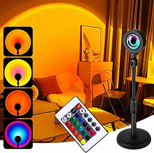 Sunset Lamp, 16 Colors Rainbow Sunset Projection Lamp, Height Adjuatable Sunset Projector Light Mood Lights, 360 ° Rotating Led Night Light Tiktok Home Decor - Colorful
