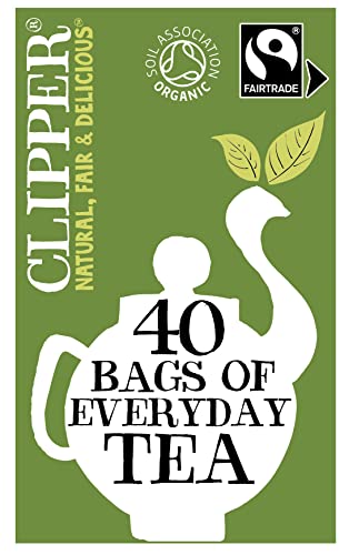 Clipper Fairtrade Organic Everyday 40 Unbleached, Plastic-Free Tea Bags - 40 Count (Pack of 1)