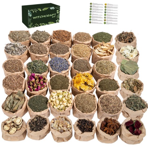 Dried Herbs for Witchcraft, 36Pcs Witchcraft Supplies for Witchcraft, Pagan, Rituals, Witch Spells, Wiccan Supplies and Tools Gifts for Beginner Experienced - 36