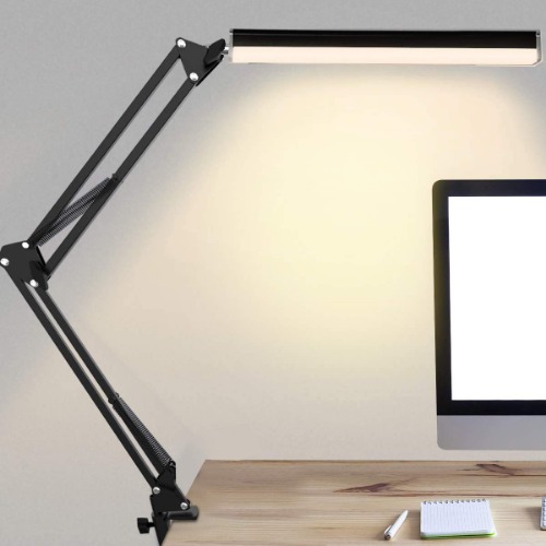 Salandens Lampara de Escritorio, Lampara de Mesa Con Brazo Flexible de 360°, Lampara Led Con 3 Luces Regulables, Blanca, Cálida y Blanca Cálida