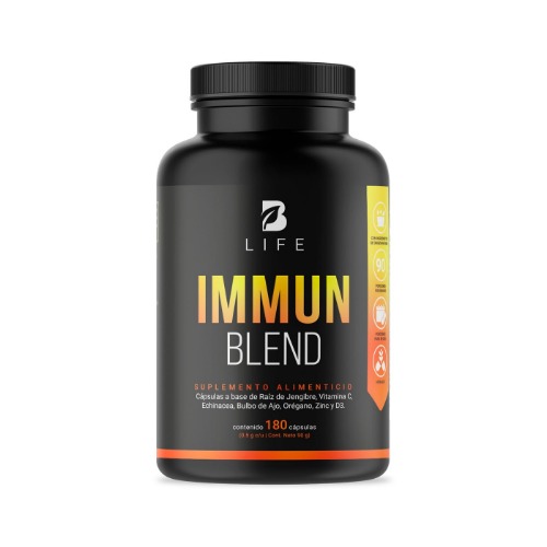 Immun Blend | 180 Cápsulas 1000 mg por porción | Jengibre, Vitamina C, D3, Zinc, Equinácea, Orégano y Ajo. Ingredientes naturales. Immun Blend B Life. - 180 Unidad (Paquete de 1)