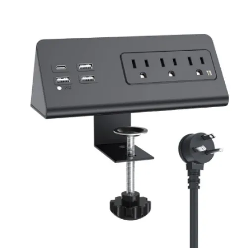 Desk Clamp Power Strip Extension Cord With USB
