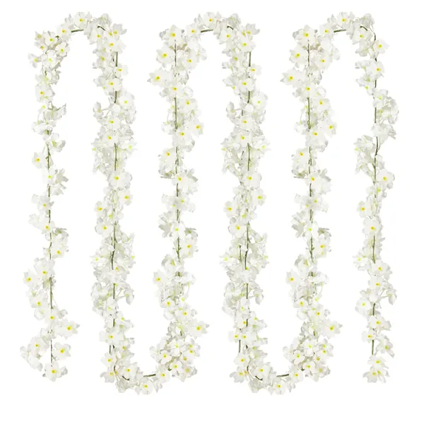 Sggvecsy Cherry Blossom Garland Artificial Cherry Flower Vines 2 Pack Hanging Silk Flowers Garland for Home Wedding Garden Party Arch Office Decor (White) - White 2 Pack