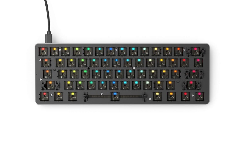 Glorious Custom Gaming Keyboard - GMMK 60% Percent Compact Barebone - USB C Wired Mechanical Keyboard Kit - RGB Hot Swappable Switches & Keycaps - Black Metal Top Plate - Compact