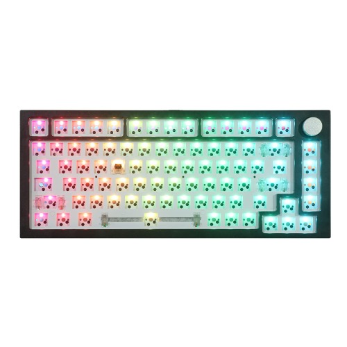 EPOMAKER Next time Skyline Gasket-Mounted 75% Hot Swappable Wired Gaming Keyboard DIY Kit with RGB Backlight, Rotary Knob, Compatible with 3Pin 5Pin Gateron/Cherry/Kailh/Otemu Switch (Black) - Black