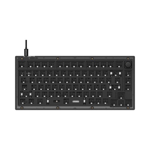 Keychron V1 Wired Custom Mechanical Keyboard Barebone Knob, 75% Layout QMK/VIA Programmable Macro with Hot-swappable Support Compatible with Mac Windows Linux (Frosted Black - Translucent) - Barebone Knob Frosted Black (Translucent)