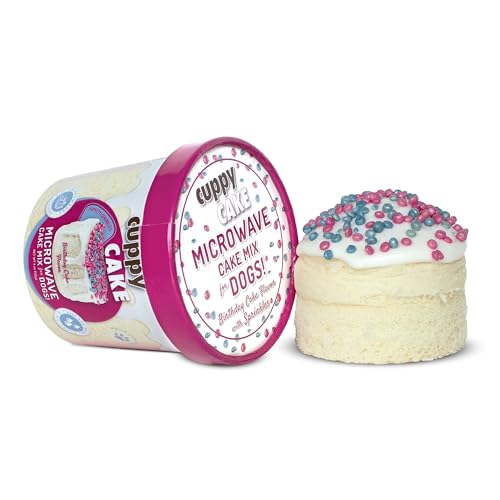 Cuppy Cake Microwave Cake in a Cup for Dogs, Just Add Water and Microwave (Birthday Cake Flavor) Made in USA - Birthday Cake with Sprinkles