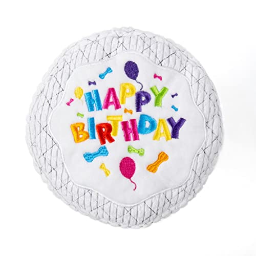 Trustypup Tough 'N Fun Birthday Cake Squeaky Plush Dog Toy, Chew Guard Technology - White, Large - Tough 'N Fun - Large - Tough 'N Fun - Birthday Cake (White)