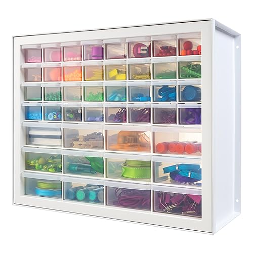 IRIS USA Craft Cabinet Storage, Screw Organizer, Hardware Storage Organizer, 44 Drawer Parts Cabinet, Art Storage Cabinets, Small Parts, Nuts and Bolts, Tool Storage, Scrapbook Art Hobby - White - 44 Drawer - White