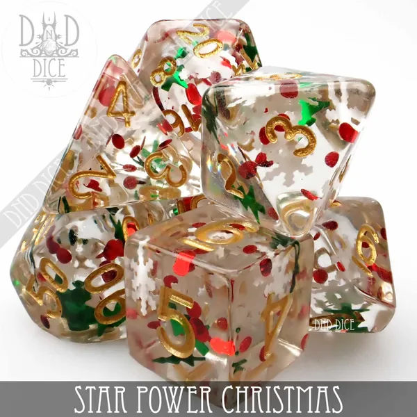 Star Power Christmas Polyhedral Dice Set | Limited Edition | DND DICE