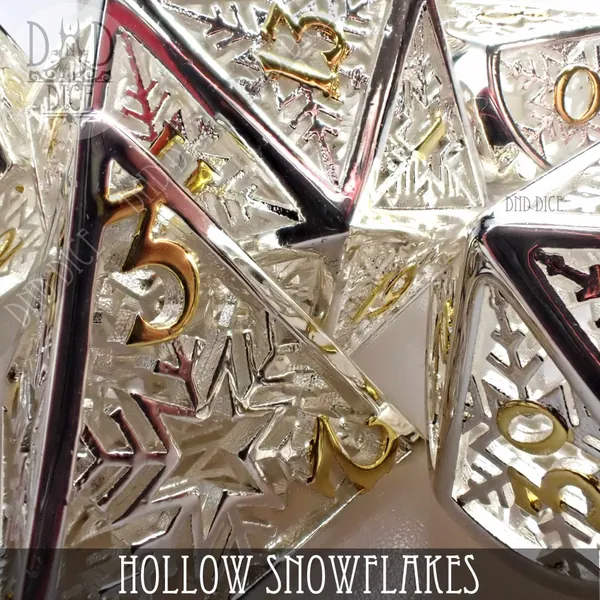 Snowflakes Hollow Metal 7 or 11 Dice Set | Gift Box Included | Winter Dice