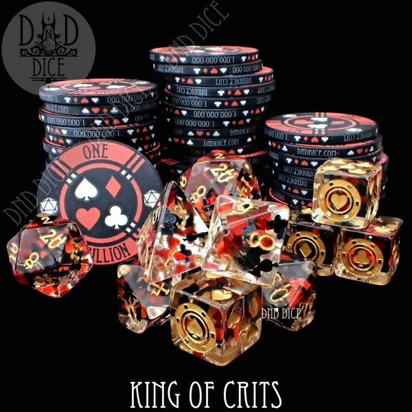 King of Crits Exclusive 11 Dice Set | Poker Dice with Suits | DND5E