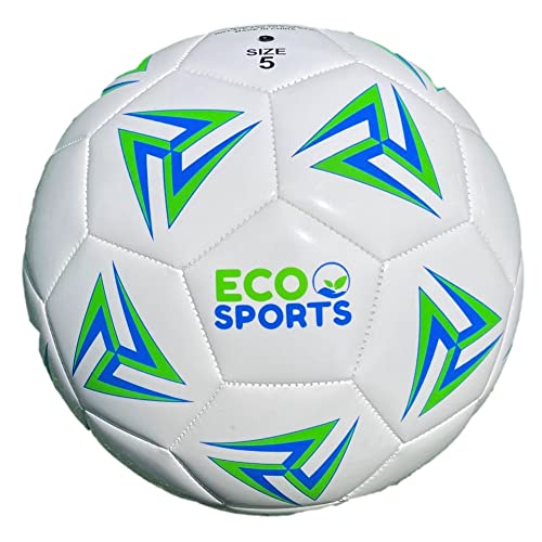Eco Sports Sustainable Soccer Ball - Size 5 | 4 | 3 Soccer Balls for Competition & Training - Adult, Youth, & Kids for Boys & Girls - Protect The Planet - Blue & Green - 4
