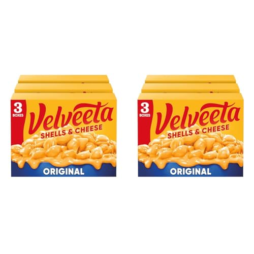 Velveeta Shells & Cheese Original Shell Pasta & Cheese Sauce Meal (3 ct Pack, 12 oz Boxes) (Pack of 2) - 12 Ounce, 3 Count Pack (Pack of 2)