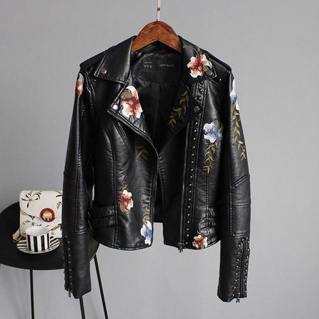 Women's Leather Jacket | BLACK / XL