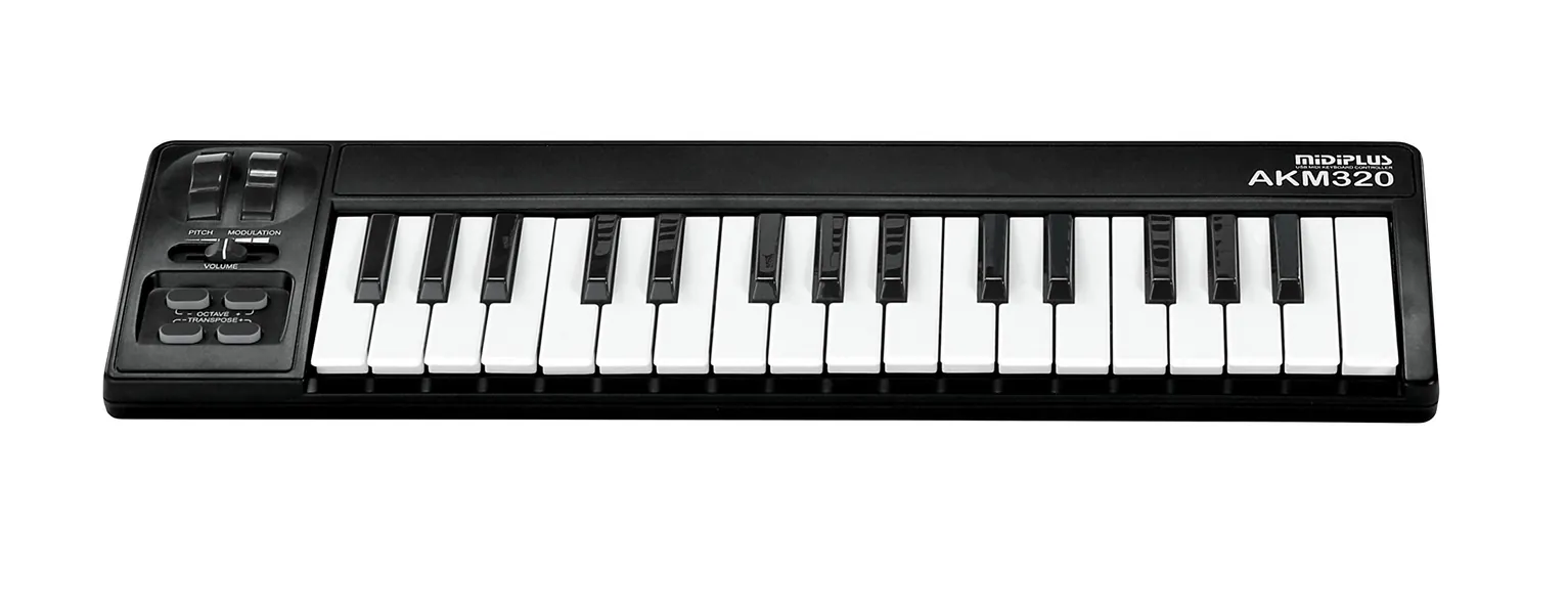 MIDIPLUS AKM320 USB MIDI Keyboard Controller, Black, 32-key - Keyboard