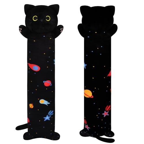 MUFEIRUO Long Cat Plush Long Cat Body Pillow, 43" Cute Long Cat Stuffed Animals，Soft Kawaii Long Cat Plushie, Black Cat Plush Long Space Cat Pillow Stuffed Cat Toys for Kids Birthday - Space Black Cat - 110cm