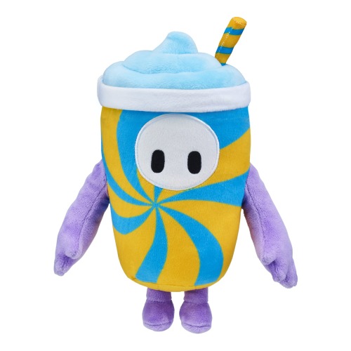 FALL GUYS Moose Toys Blue Freeze Bean Skin Official Collectable 8" Cuddly Deluxe Plush Toy from The Ultimate Knockout Video Game with & Yellow Slushie Cup and Straw - Blue Freeze