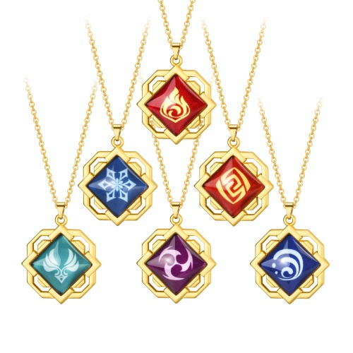 IMAKARA Genshin Vision Necklaces Set Pendant Jewelry Mondstadt Liyue Inazuma Snezhnaya