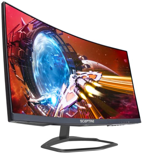 Sceptre Curved 24.5-inch Gaming Monitor up to 240Hz 1080p R1500 1ms DisplayPort x2 HDMI x2 Blue Light Shift Build-in Speakers, Machine Black 2023 (C255B-FWT240) - 24.5" Curved 240Hz