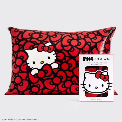 Hello Kitty x Kitsch Satin Pillowcase - Hello Kitty Bathes in a Sea of Bows | NC