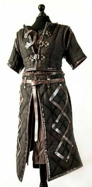 Medieval Costume Gambeson Reenactment Roman Black Color Good Look
