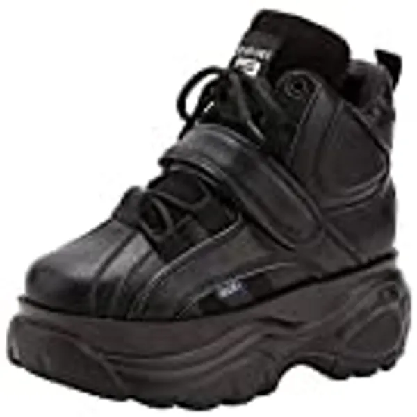 ANUFER Women's Goth Punk High/Low Top Platform Chunky Sneakers Lace Up Wedgel Heel Dad Shoes