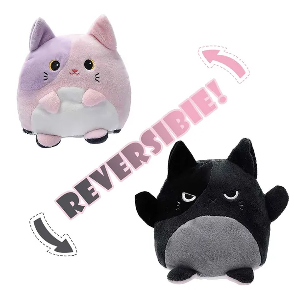 ciaobaby Cat Stuffed Animals, Reversible Plush, 6" Cat Plushie for Girl Boy Adult Kids
