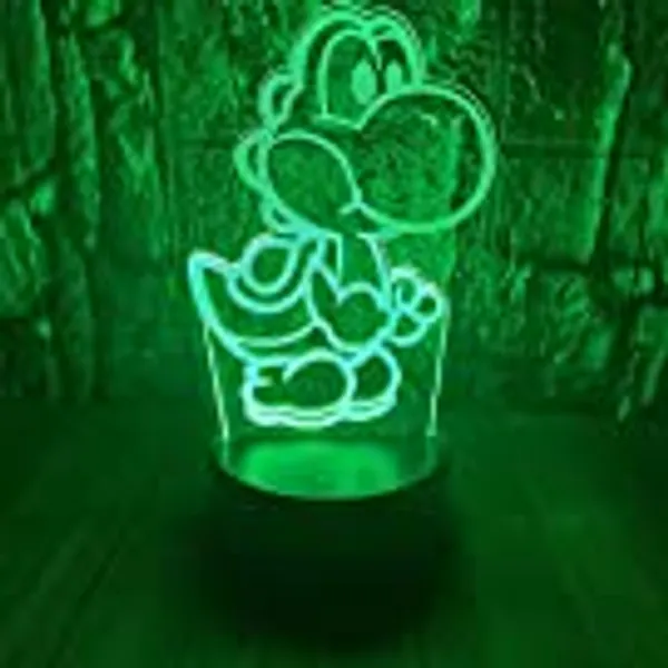 Anime Character Figure Yoshi Island Cartoon Mario Super Yoshi 3D LED Optical Illusion Decoration Table Lamp 16 Colors Remote Control Acrylic Night Light Easter Xmas Birthday Gifts for boys girls