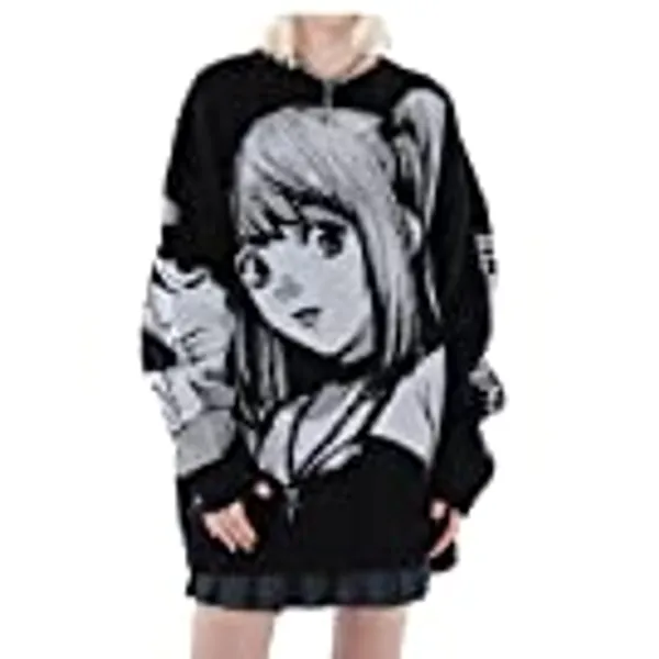 PEXIZUAN Goth Knitted Harajuku Winter Clothes Women Oversized Sweaters Long Sleeve Top Gothic Kawaii Cartoon Streetwear