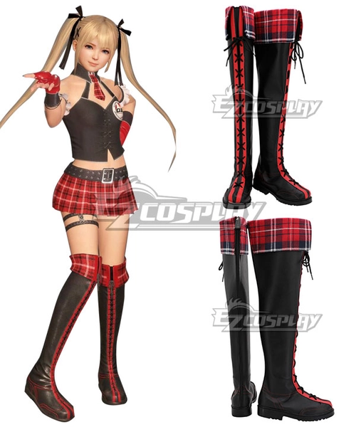 Dead Or Alive 6 Marie Rose Black Red Shoes Cosplay Boots